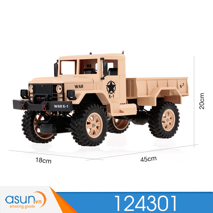 Xe Tải Quân Sự Mỹ Điều Khiển Từ Xa Military Truck WLtoys 124301 4WD 1:12