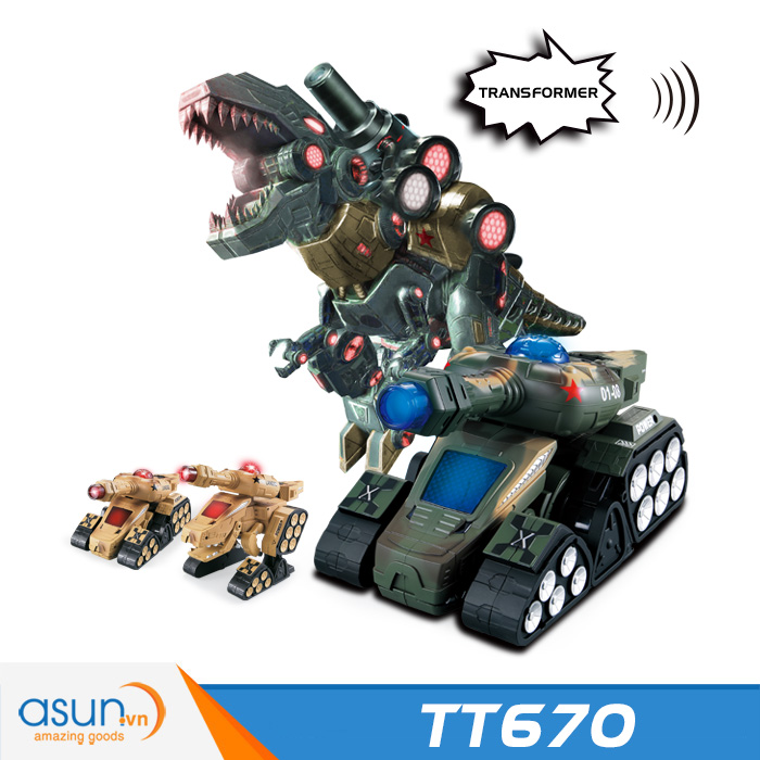 Khủng Long Robot Điều Khiển Biến Hình Xe Tank TT670